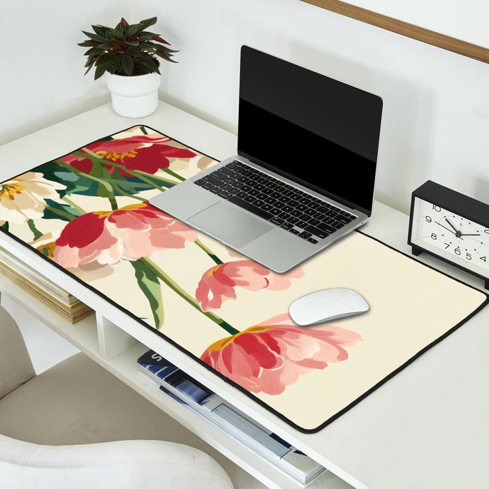 Coral Tulips in Bloom Desk Mat Gallery Image 2