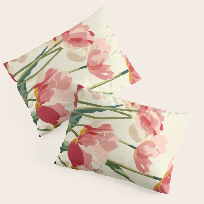 Coral Tulips in Bloom Pillow Sham Gallery Image 3