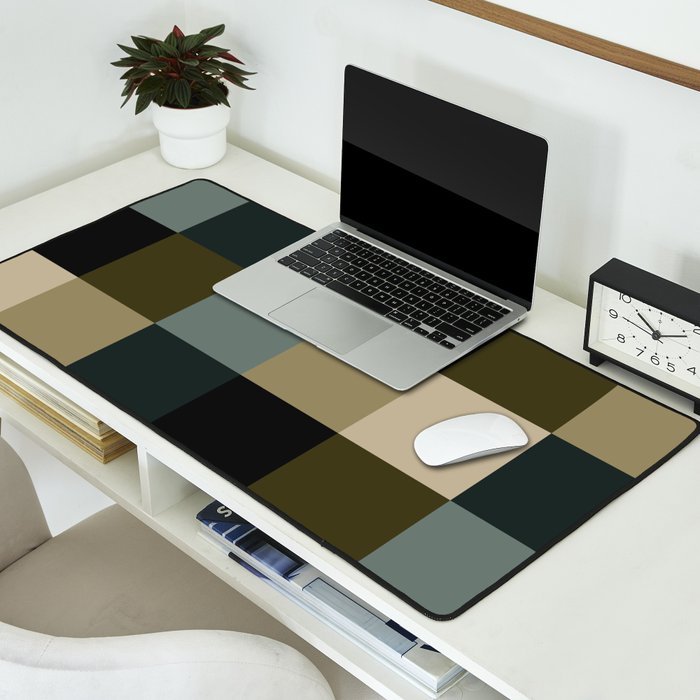 Bold Earthy Checks Pattern - Large IV Desk Mat Gallery Image 2