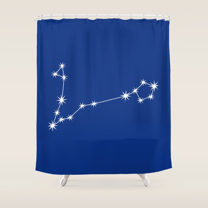 Pisces Zodiac Star Constellation Line Art Dark Blue Shower Curtain Gallery Image 1