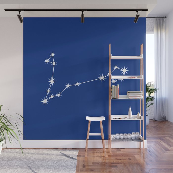 Pisces Zodiac Star Constellation Line Art Dark Blue Wall Mural Gallery Image 1