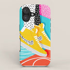 Kid You Not - memphis retro shoes fashion throwback 80s style trends minimalist art neon iPhone Case Gallery Image 1