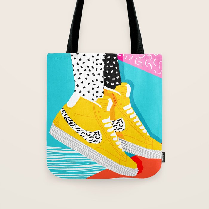 Kid You Not - memphis retro shoes fashion throwback 80s style trends minimalist art neon Tote Bag Gallery Image 1