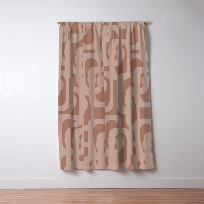 Mid Century Modern Contemporary Loop Pattern in Double Mocha Brown Window Curtain Gallery Image 3
