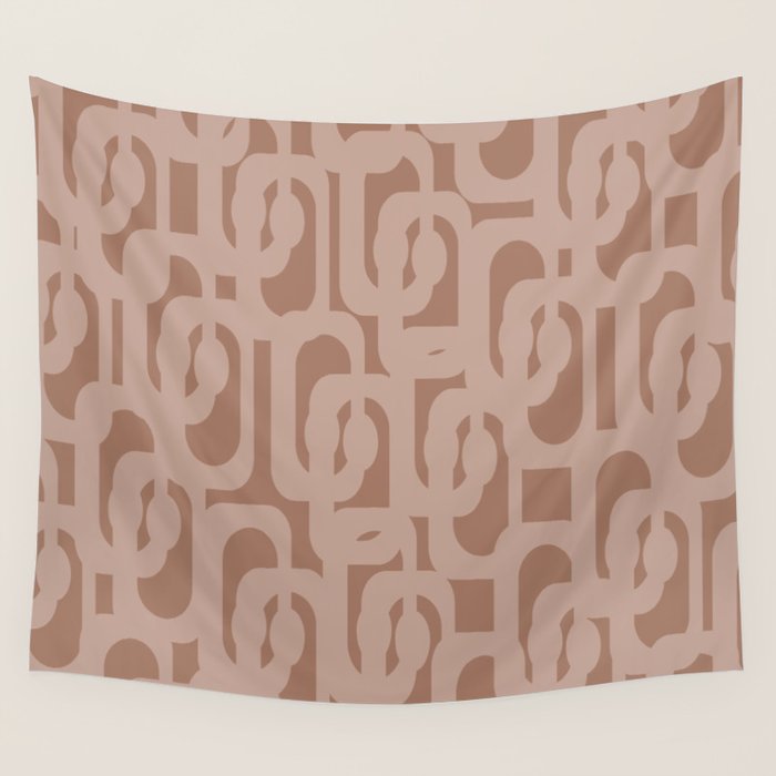 Mid Century Modern Contemporary Loop Pattern in Double Mocha Brown Wall Tapestry Gallery Image 4