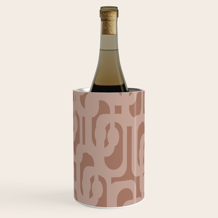 Mid Century Modern Contemporary Loop Pattern in Double Mocha Brown Wine Chiller Gallery Image 2