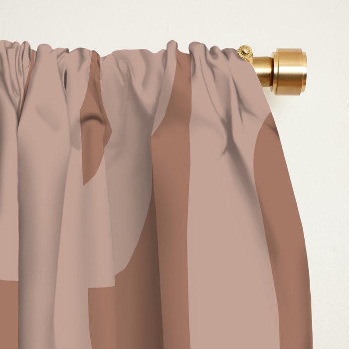 Mid Century Modern Contemporary Loop Pattern in Double Mocha Brown Window Curtain Gallery Image 2