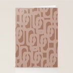 Mid Century Modern Contemporary Loop Pattern in Double Mocha Brown Stationery Card Gallery Image 2