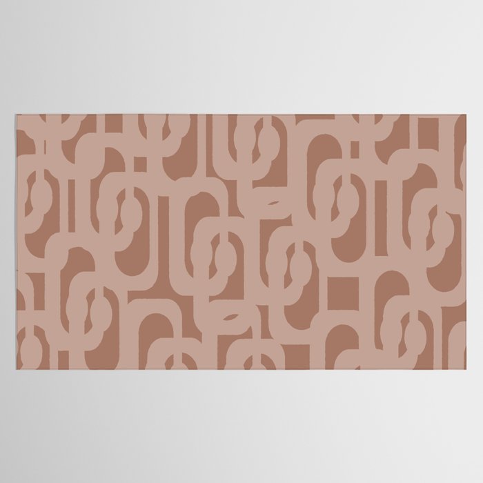 Mid Century Modern Contemporary Loop Pattern in Double Mocha Brown Tablecloth Gallery Image 2