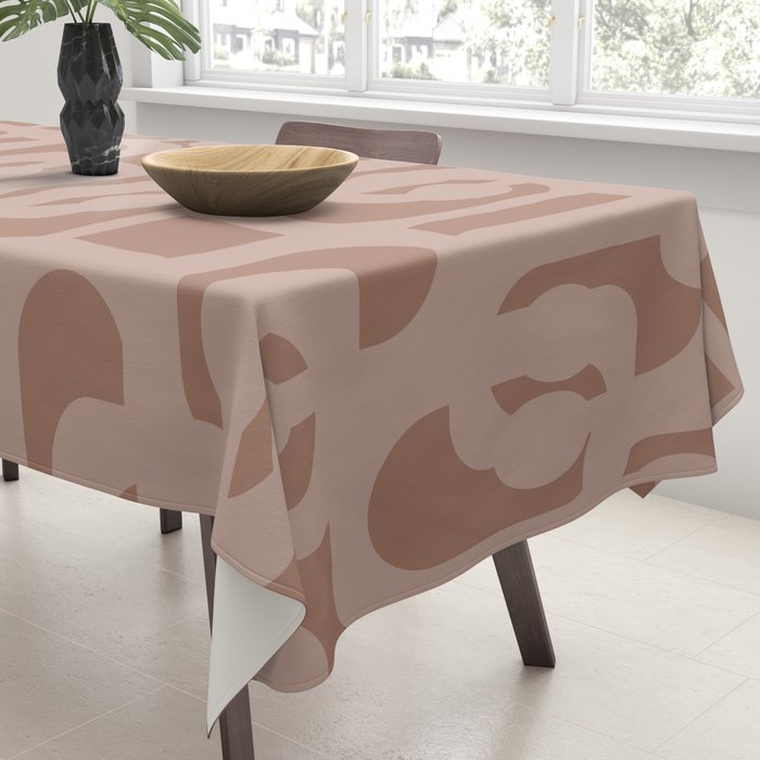 Mid Century Modern Contemporary Loop Pattern in Double Mocha Brown Tablecloth Gallery Image 3