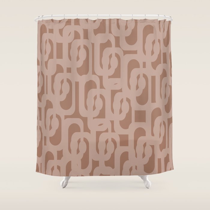Mid Century Modern Contemporary Loop Pattern in Double Mocha Brown Shower Curtain Gallery Image 1