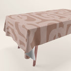 Mid Century Modern Contemporary Loop Pattern in Double Mocha Brown Tablecloth Gallery Image 1