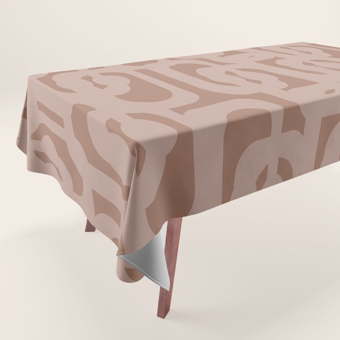 Mid Century Modern Contemporary Loop Pattern in Double Mocha Brown Tablecloth Gallery Image 1
