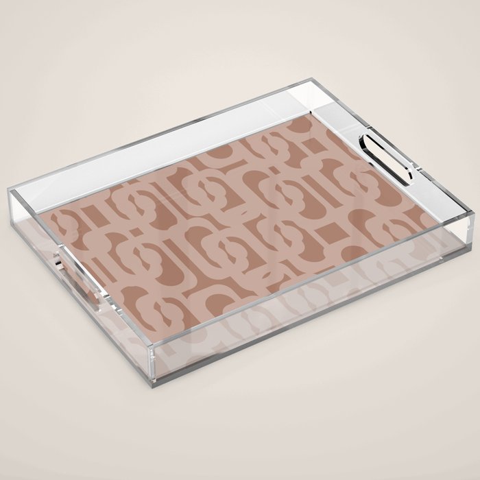 Mid Century Modern Contemporary Loop Pattern in Double Mocha Brown Acrylic Tray Gallery Image 1