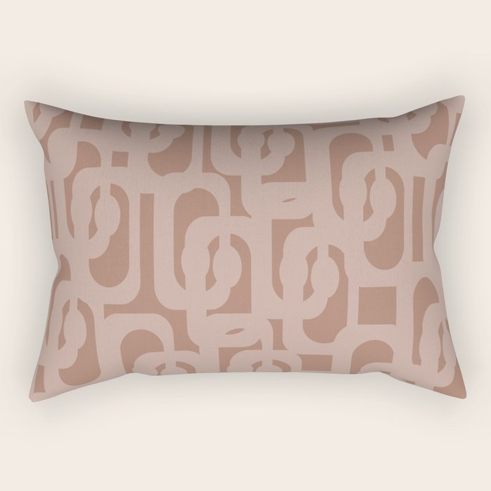 Mid Century Modern Contemporary Loop Pattern in Double Mocha Brown Rectangular Pillow Gallery Image 1