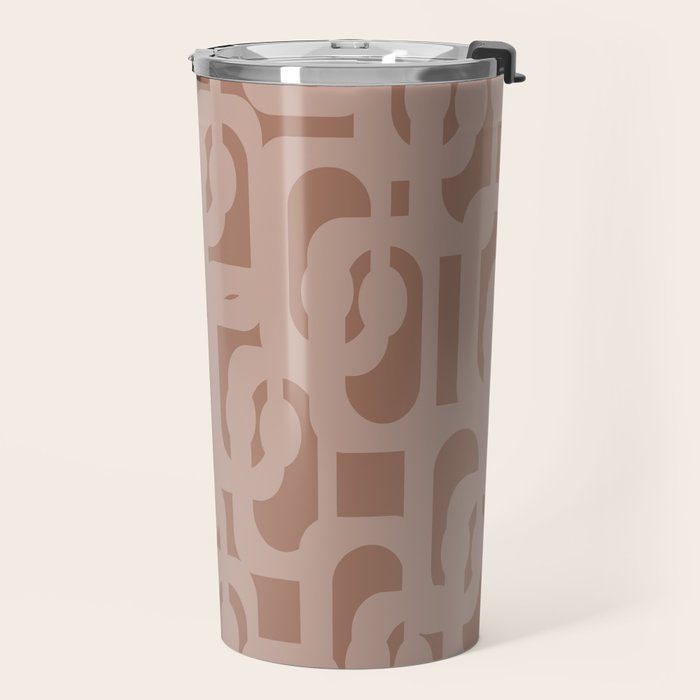 Mid Century Modern Contemporary Loop Pattern in Double Mocha Brown Travel Mug Gallery Image 2