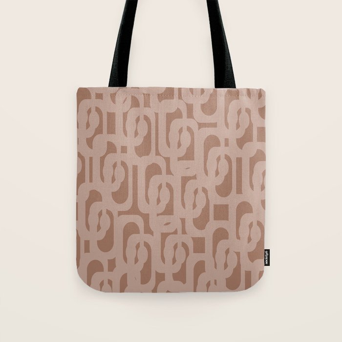 Mid Century Modern Contemporary Loop Pattern in Double Mocha Brown Tote Bag Gallery Image 1