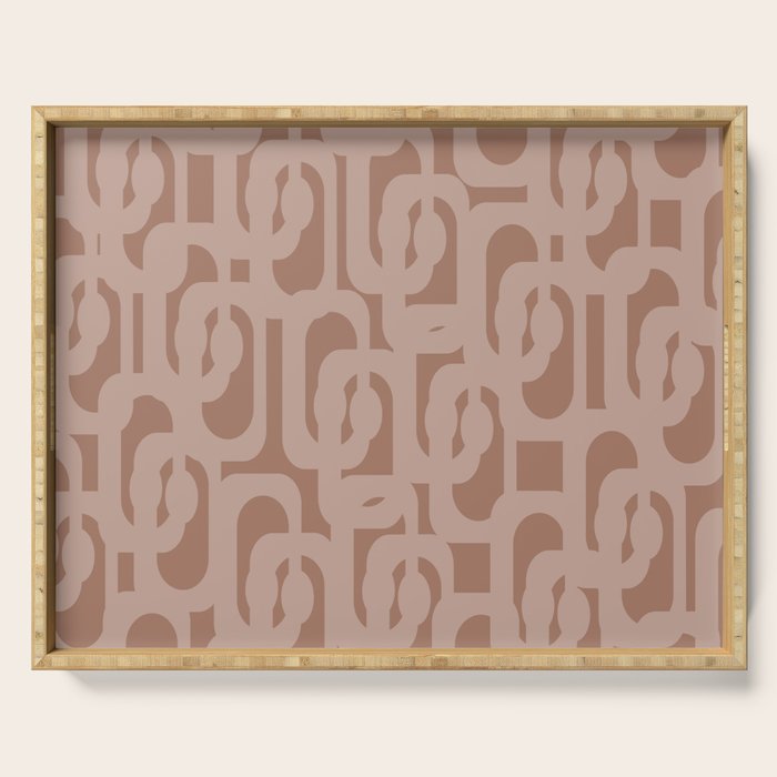 Mid Century Modern Contemporary Loop Pattern in Double Mocha Brown Serving Tray Gallery Image 1