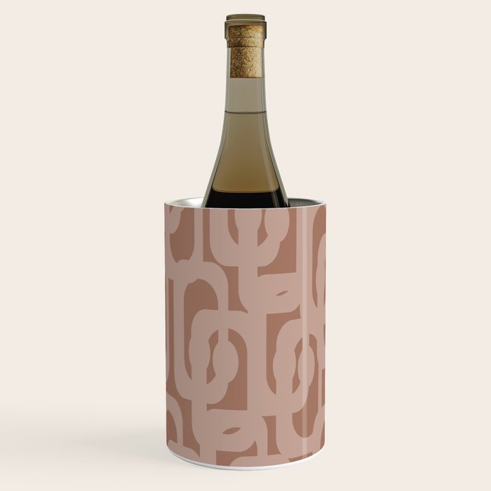 Mid Century Modern Contemporary Loop Pattern in Double Mocha Brown Wine Chiller Gallery Image 1