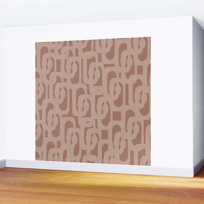 Mid Century Modern Contemporary Loop Pattern in Double Mocha Brown Wall Mural Gallery Image 2