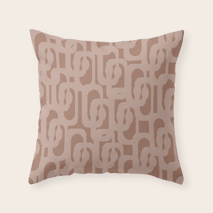 Mid Century Modern Contemporary Loop Pattern in Double Mocha Brown Throw Pillow Gallery Image 6
