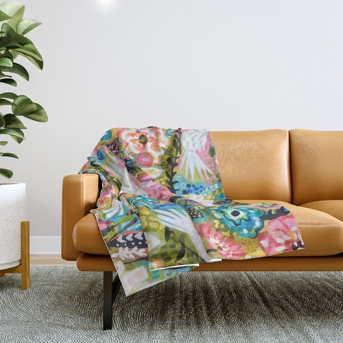 BOHEMIAN BIRDS Throw Blanket Gallery Image 1