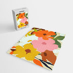 Hello Spring, Floral Nature Pastel Botanical Painting, Bohemian Mid-Century Contemporary Eclectic Plants Garden Jigsaw Puzzle Gallery Image 2