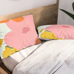 Hello Spring, Floral Nature Pastel Botanical Painting, Bohemian Mid-Century Contemporary Eclectic Plants Garden Pillow Sham Gallery Image 2
