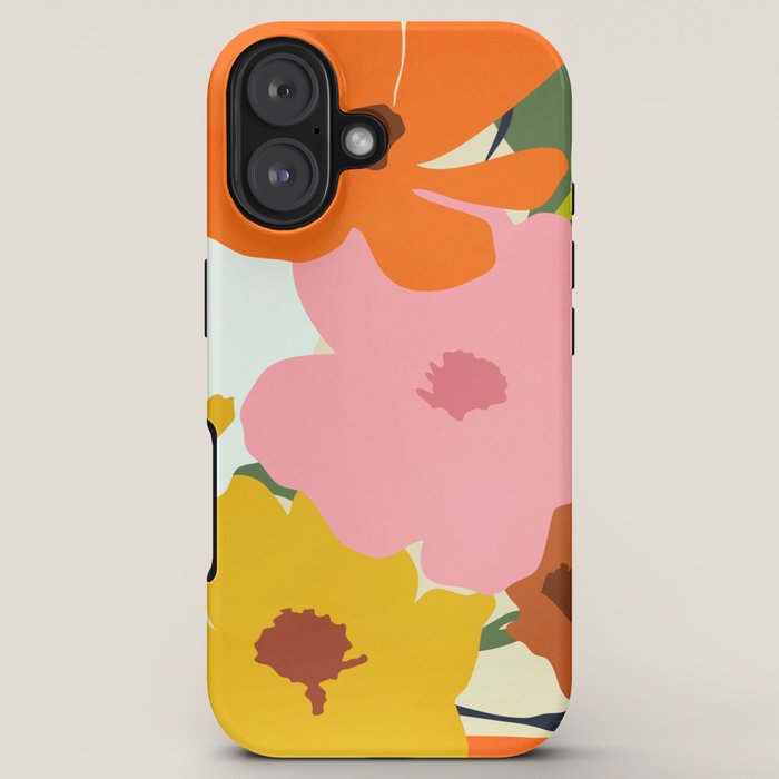 Hello Spring, Floral Nature Pastel Botanical Painting, Bohemian Mid-Century Contemporary Eclectic Plants Garden iPhone Case Gallery Image 5