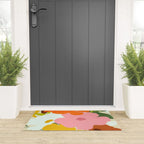 Hello Spring, Floral Nature Pastel Botanical Painting, Bohemian Mid-Century Contemporary Eclectic Plants Garden Welcome Mat Gallery Image 3