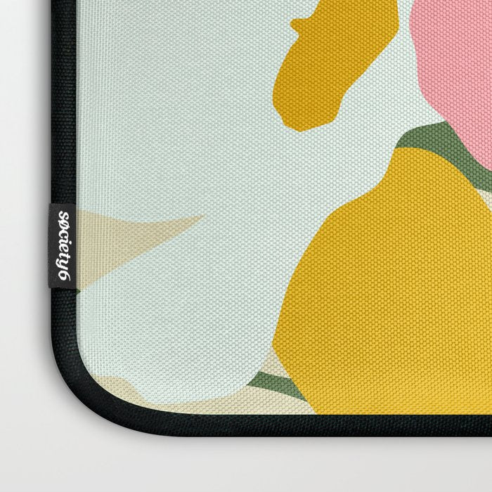 Hello Spring, Floral Nature Pastel Botanical Painting, Bohemian Mid-Century Contemporary Eclectic Plants Garden Laptop Sleeve Gallery Image 3