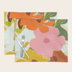 Hello Spring, Floral Nature Pastel Botanical Painting, Bohemian Mid-Century Contemporary Eclectic Plants Garden Placemat Gallery Image 1