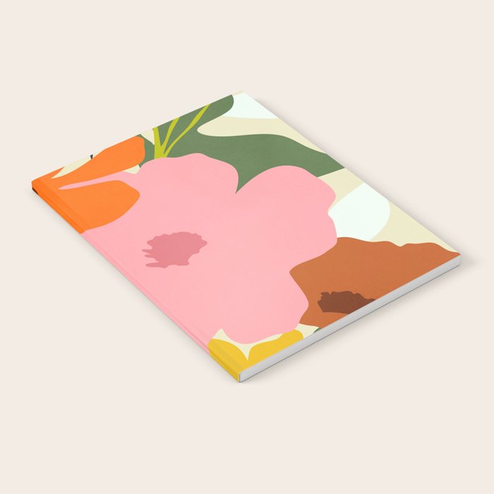 Hello Spring, Floral Nature Pastel Botanical Painting, Bohemian Mid-Century Contemporary Eclectic Plants Garden Notebook Gallery Image 2