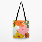 Hello Spring, Floral Nature Pastel Botanical Painting, Bohemian Mid-Century Contemporary Eclectic Plants Garden Tote Bag Gallery Image 2