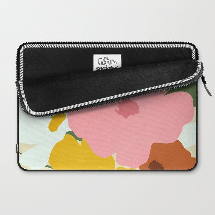 Hello Spring, Floral Nature Pastel Botanical Painting, Bohemian Mid-Century Contemporary Eclectic Plants Garden Laptop Sleeve Gallery Image 2