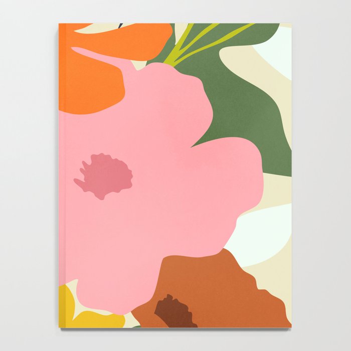 Hello Spring, Floral Nature Pastel Botanical Painting, Bohemian Mid-Century Contemporary Eclectic Plants Garden Notebook Gallery Image 4