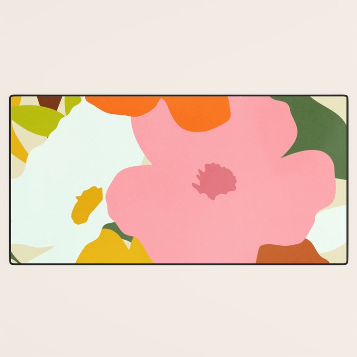 Hello Spring, Floral Nature Pastel Botanical Painting, Bohemian Mid-Century Contemporary Eclectic Plants Garden Desk Mat Gallery Image 3