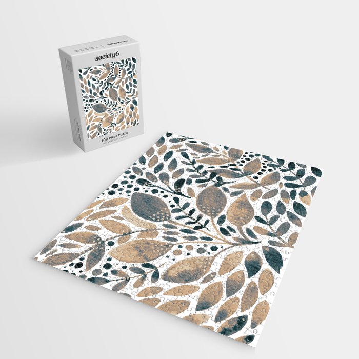 Watercolor branches and leaves - neutral Jigsaw Puzzle Gallery Image 2