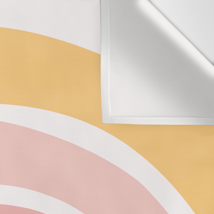 Abstract Shapes 94 in Mustard Yellow and Pale Pink (Rainbow Abstraction) Wall Tapestry Gallery Image 3