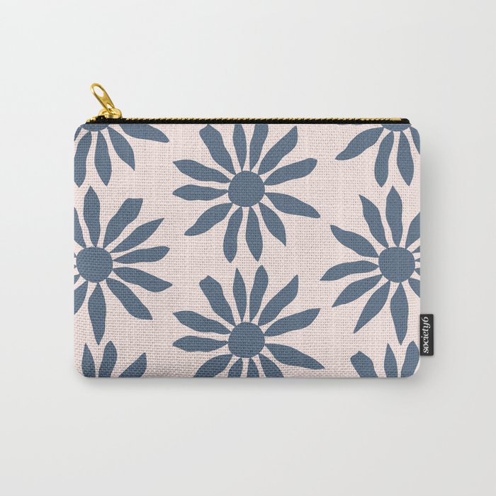 Blue Flowers on Pink Background - Pattern Carry All Pouch Gallery Image 1