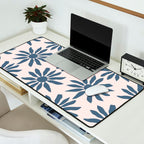 Blue Flowers on Pink Background - Pattern Desk Mat Gallery Image 2
