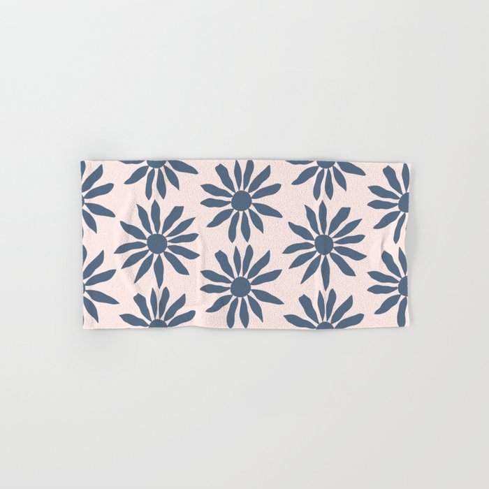 Blue Flowers on Pink Background - Pattern Bath Towel Gallery Image 1