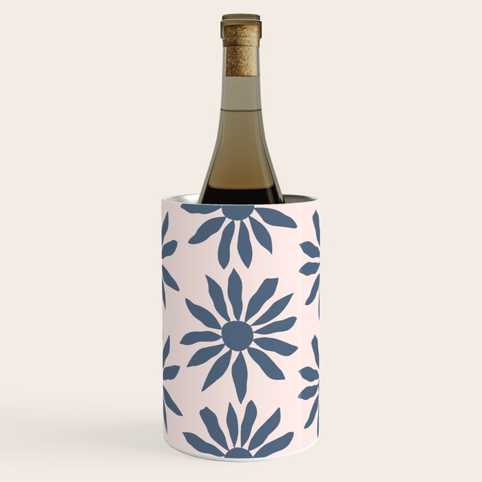 Blue Flowers on Pink Background - Pattern Wine Chiller Gallery Image 3