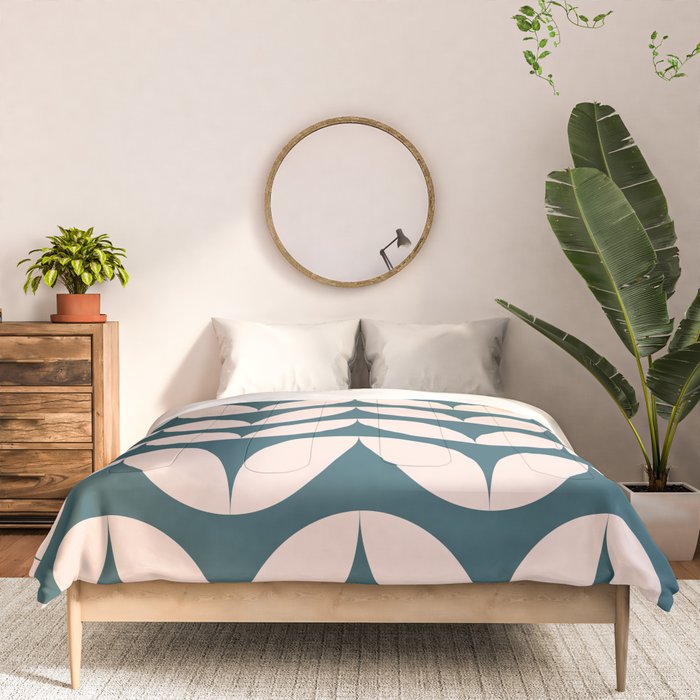Geometric Leaf Shapes in Teal and Blush Comforter Gallery Image 3