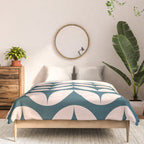 Geometric Leaf Shapes in Teal and Blush Comforter Gallery Image 3