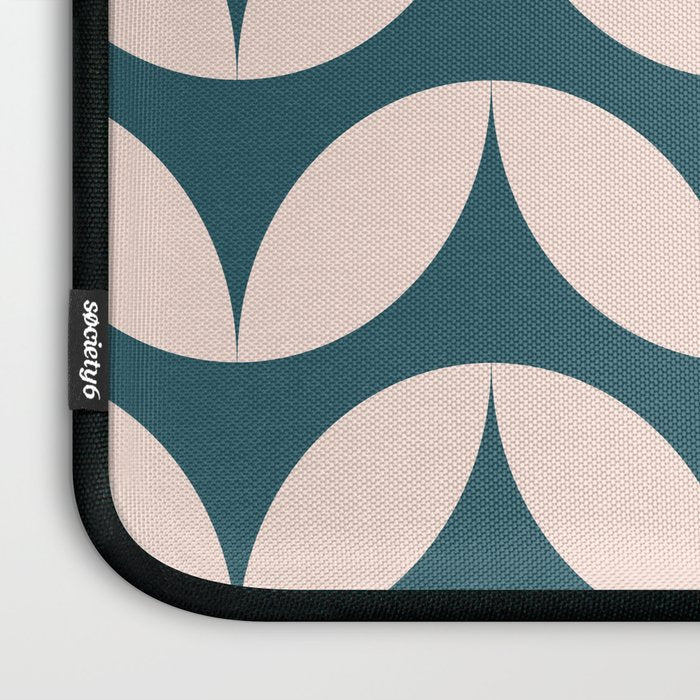 Geometric Leaf Shapes in Teal and Blush Laptop Sleeve Gallery Image 3