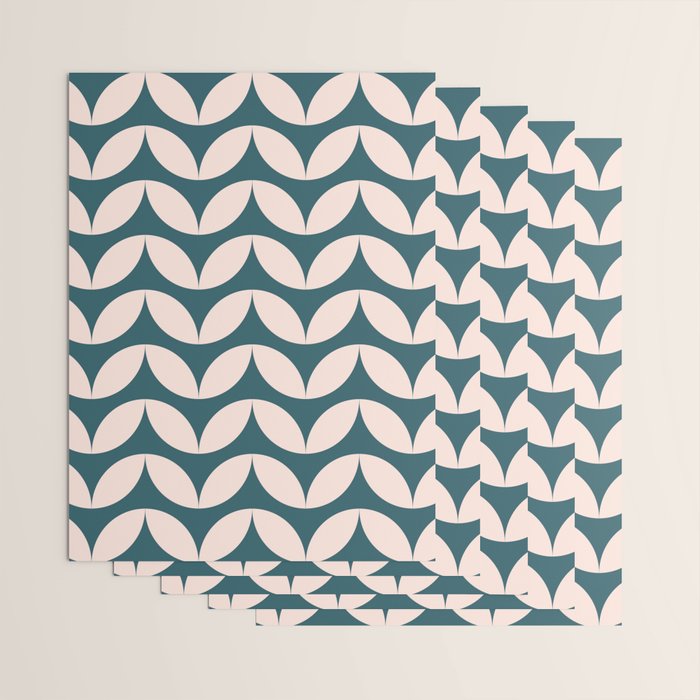 Geometric Leaf Shapes in Teal and Blush Wrapping Paper Gallery Image 3