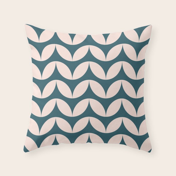 Geometric Leaf Shapes in Teal and Blush Throw Pillow Gallery Image 6