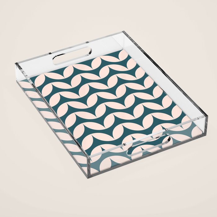 Geometric Leaf Shapes in Teal and Blush Acrylic Tray Gallery Image 1