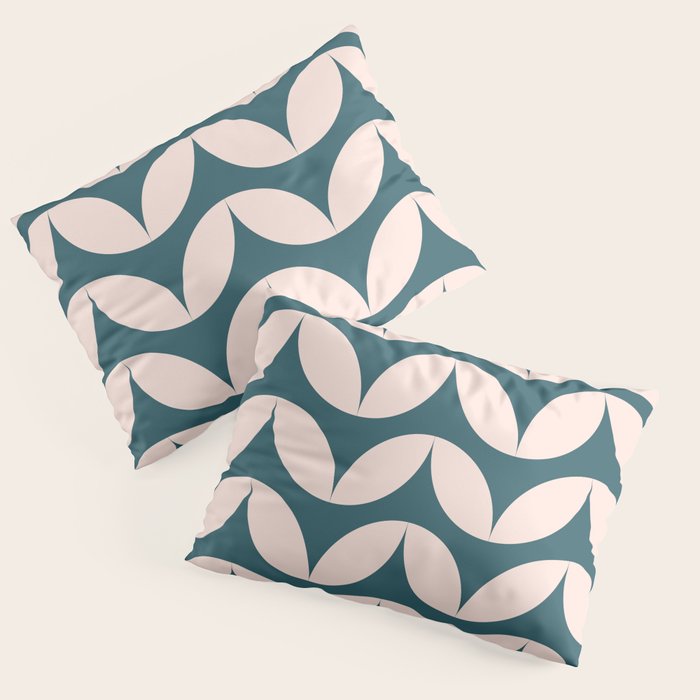 Geometric Leaf Shapes in Teal and Blush Pillow Sham Gallery Image 3